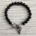 Y--BLACK ONYX BRACELET WITH RAVEN CHARM
