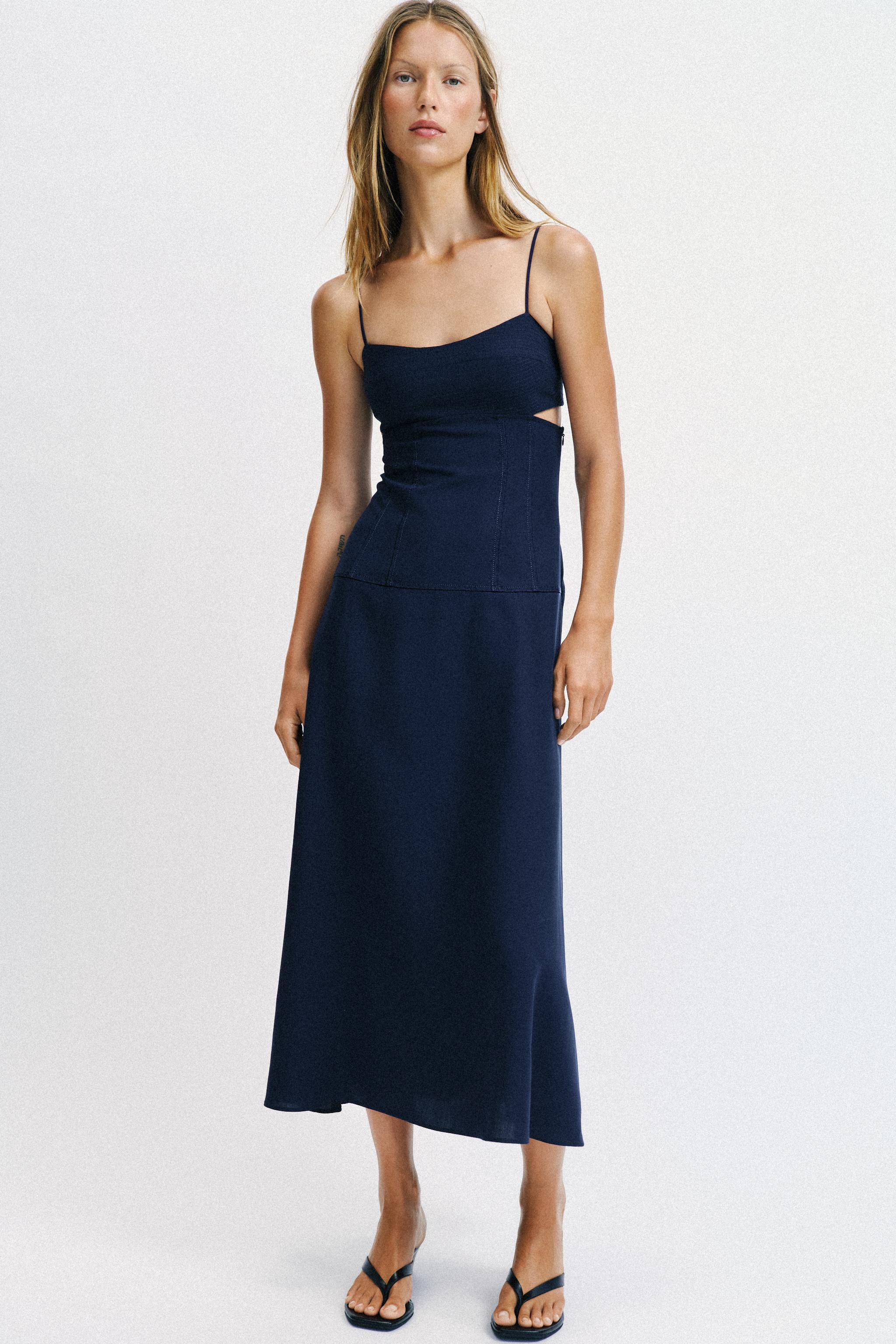 CUT OUT STRAPPY MIDI DRESS - Ink blue