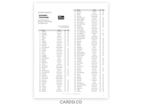 Pokémon JOURNEY TOGETHER Printable Checklist