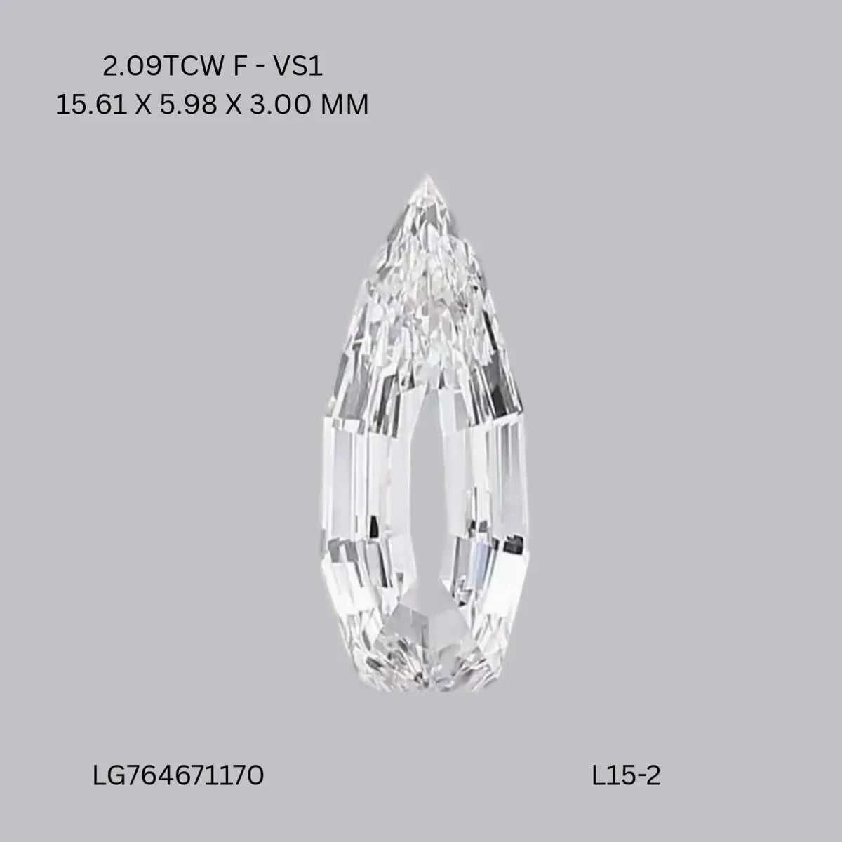 2.09ct Pear Lab Grown Diamond (Colour F, Clarity VS1, IGI Certified)