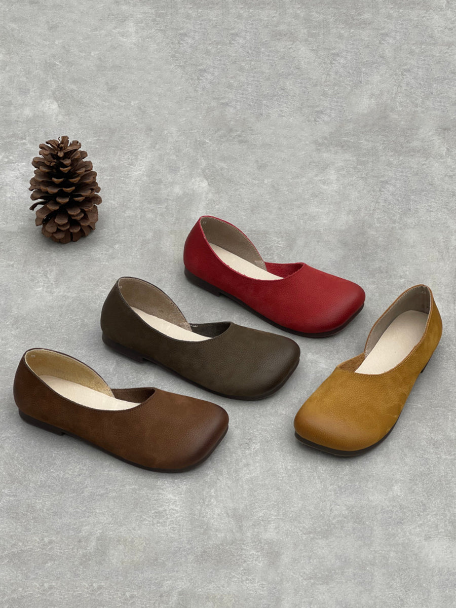 Women Vintage Genuine Leather Low Heel Shoes