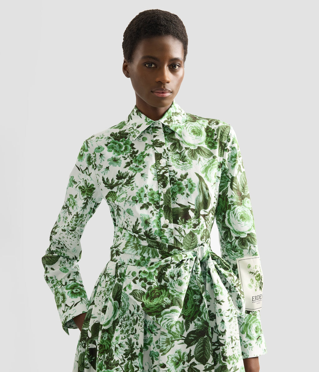 Floral Print Long Sleeve Shirt Dress