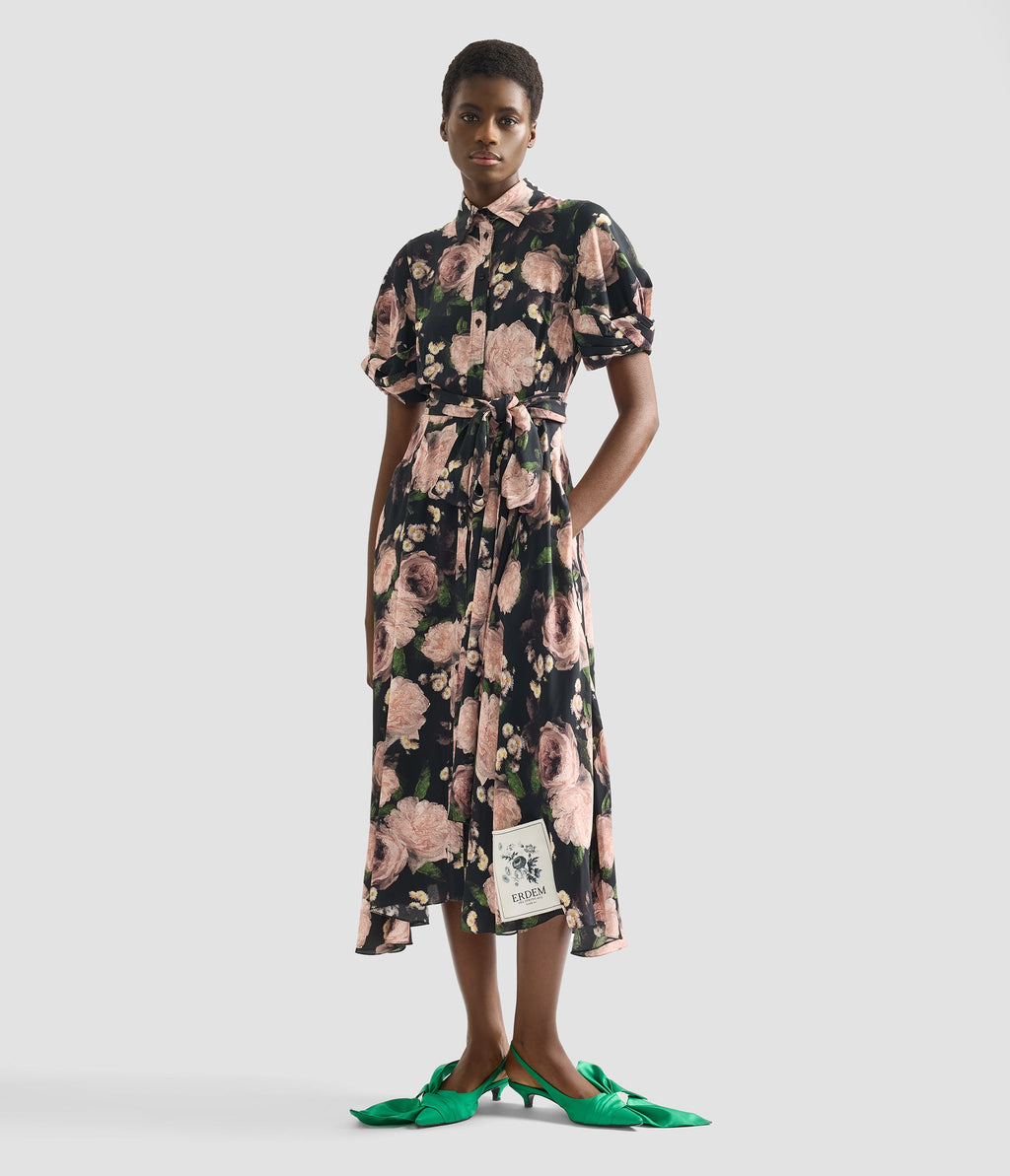 Floral Print Short Sleeve Midi Dress