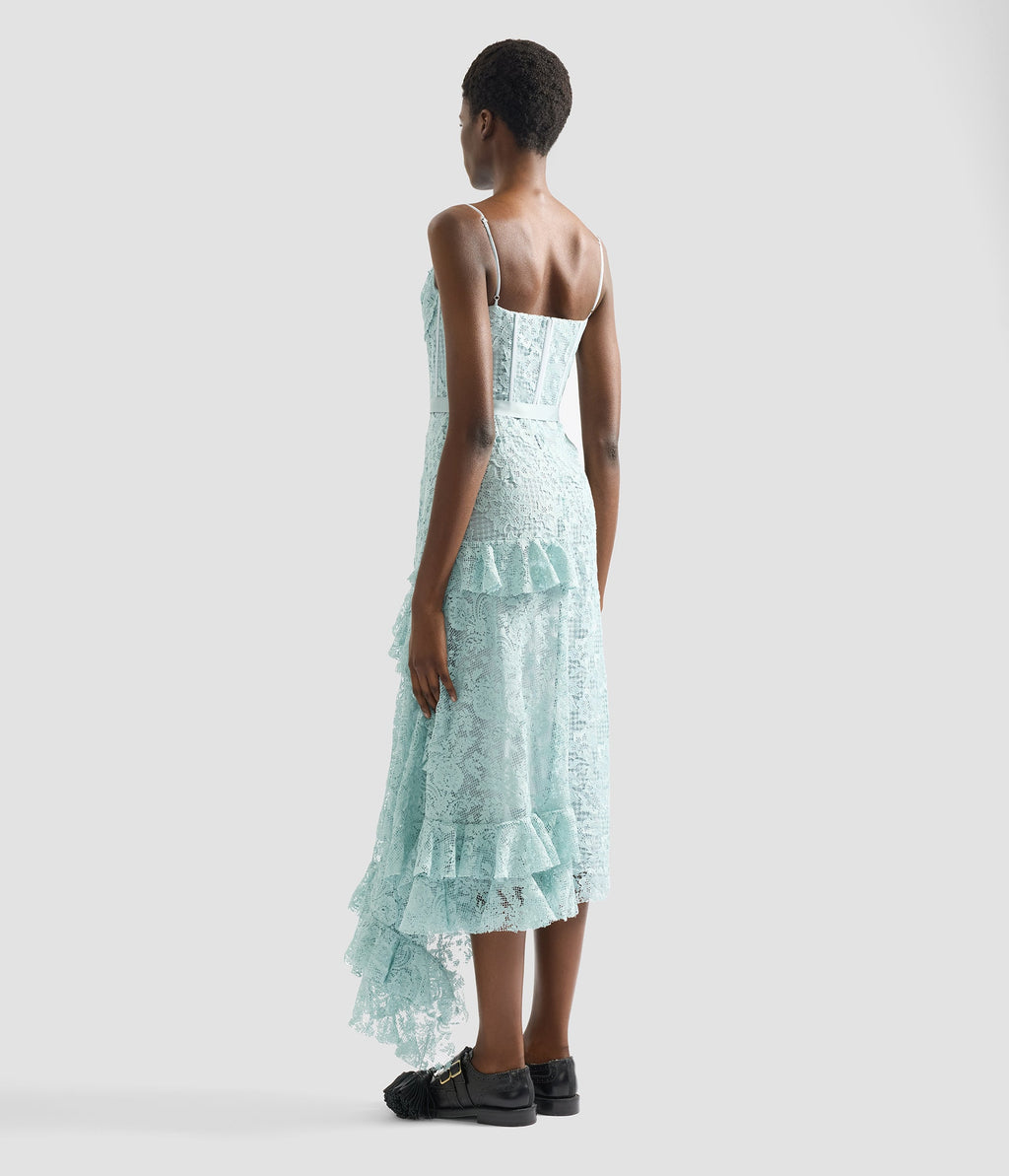 Floral Guipure Lace Sleeveless Midi Dress