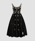 Embroidered Cloque Jacquard Sleeveless Midi Dress