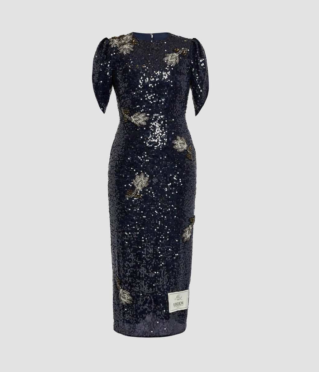 Embroidered Sequins Midi Dress