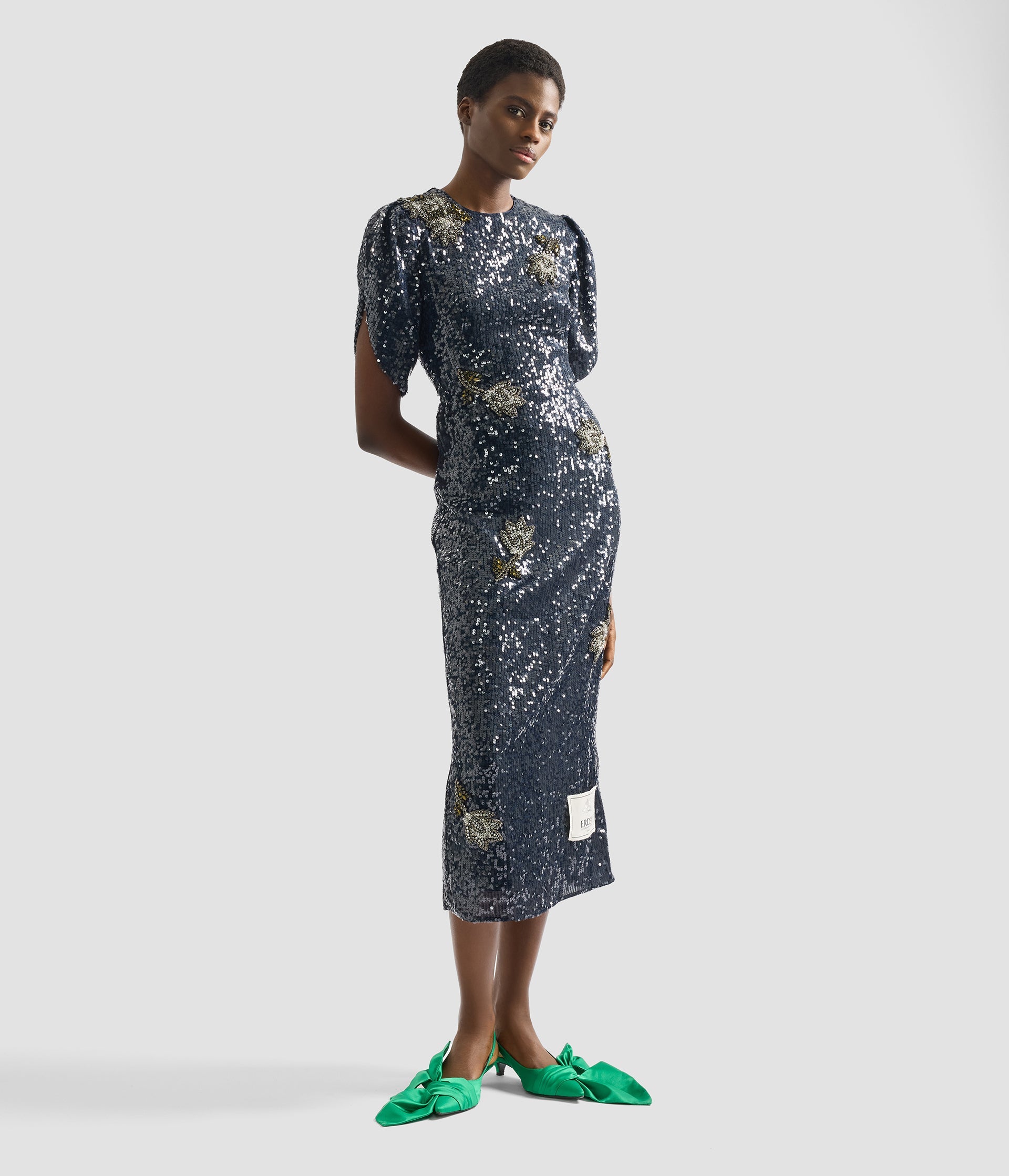 Embroidered Sequins Midi Dress