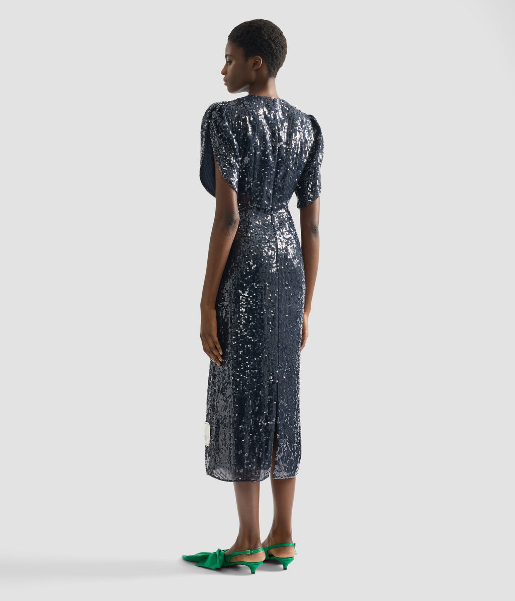 Embroidered Sequins Midi Dress