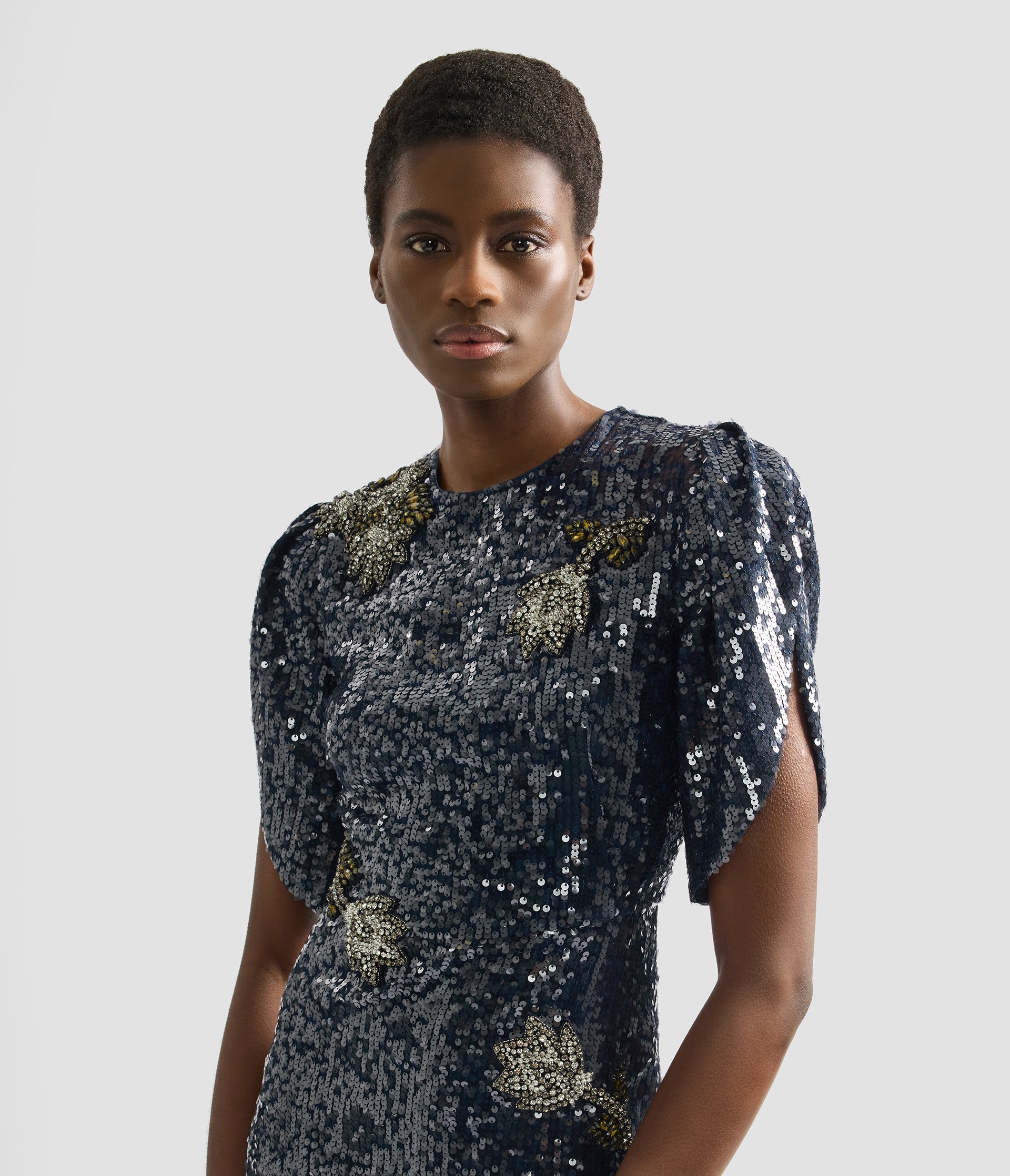 Embroidered Sequins Midi Dress