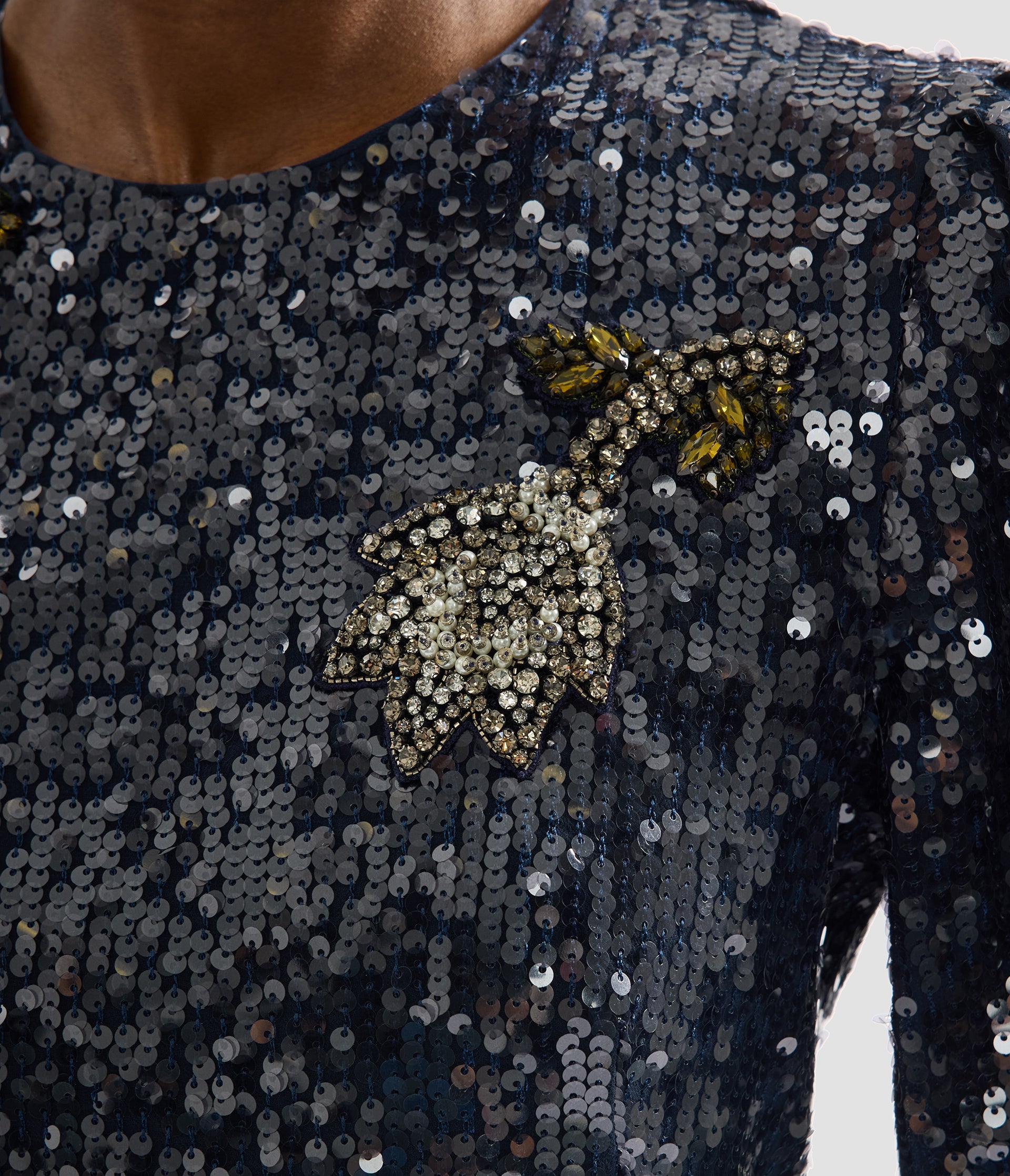 Embroidered Sequins Midi Dress
