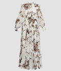 Printed Silk Voile Long Sleeve Gown