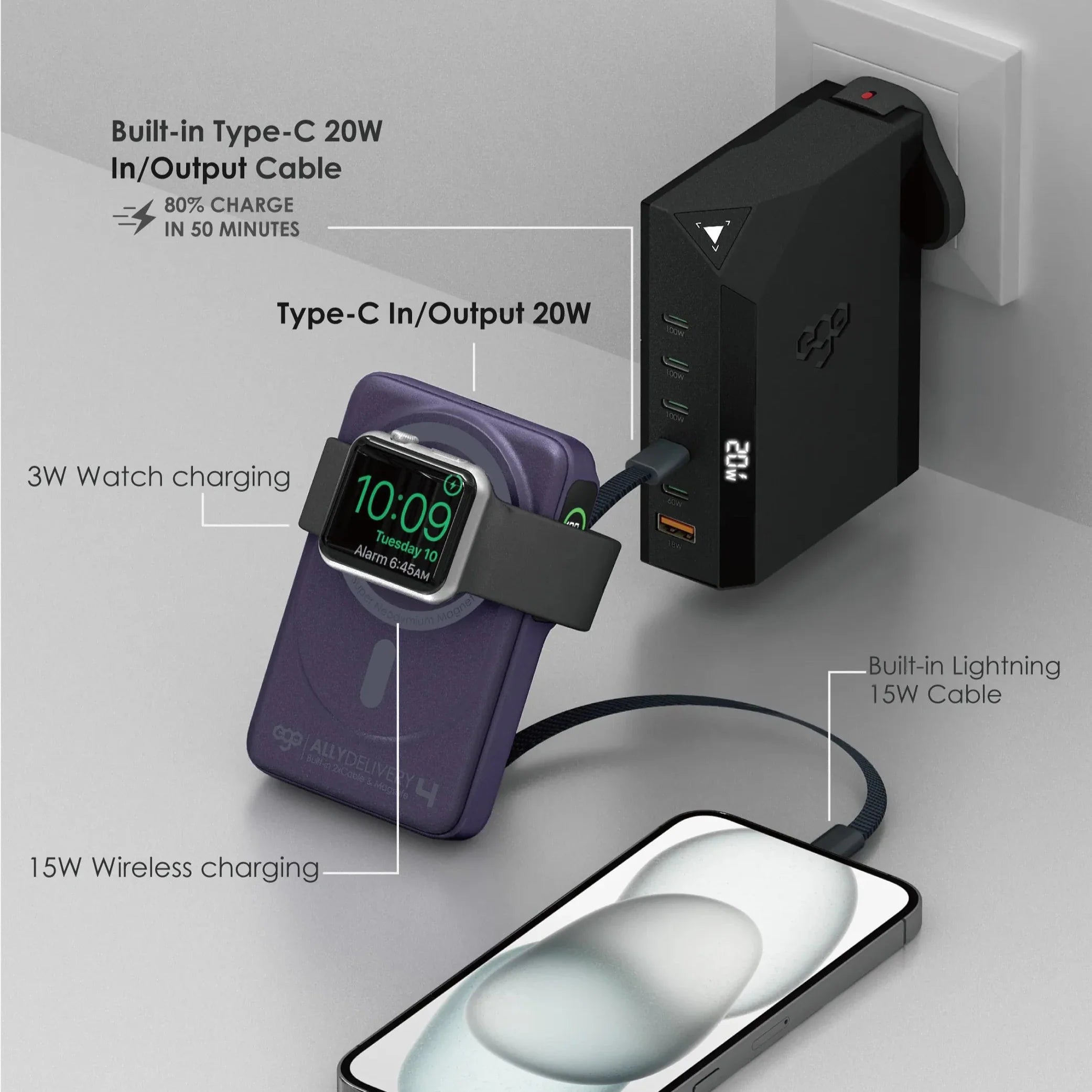 EGO AllyDelivery 4 @Magsafe 10000mAh 6 in 1 Powerbank