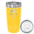 Personalized yellow 20 oz vacuum insulated tumbler with 'Papa Bear 3 baby bears' design