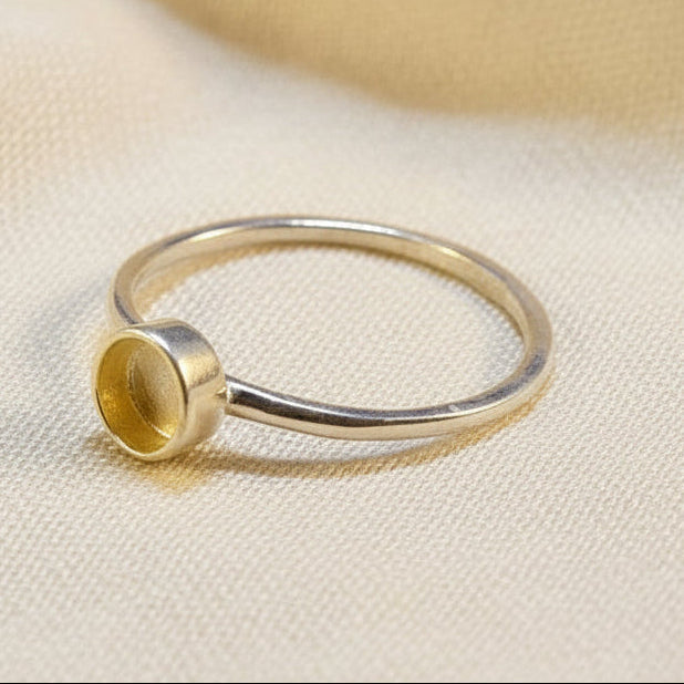 Plain Silver Ring For 6mm Cabochon