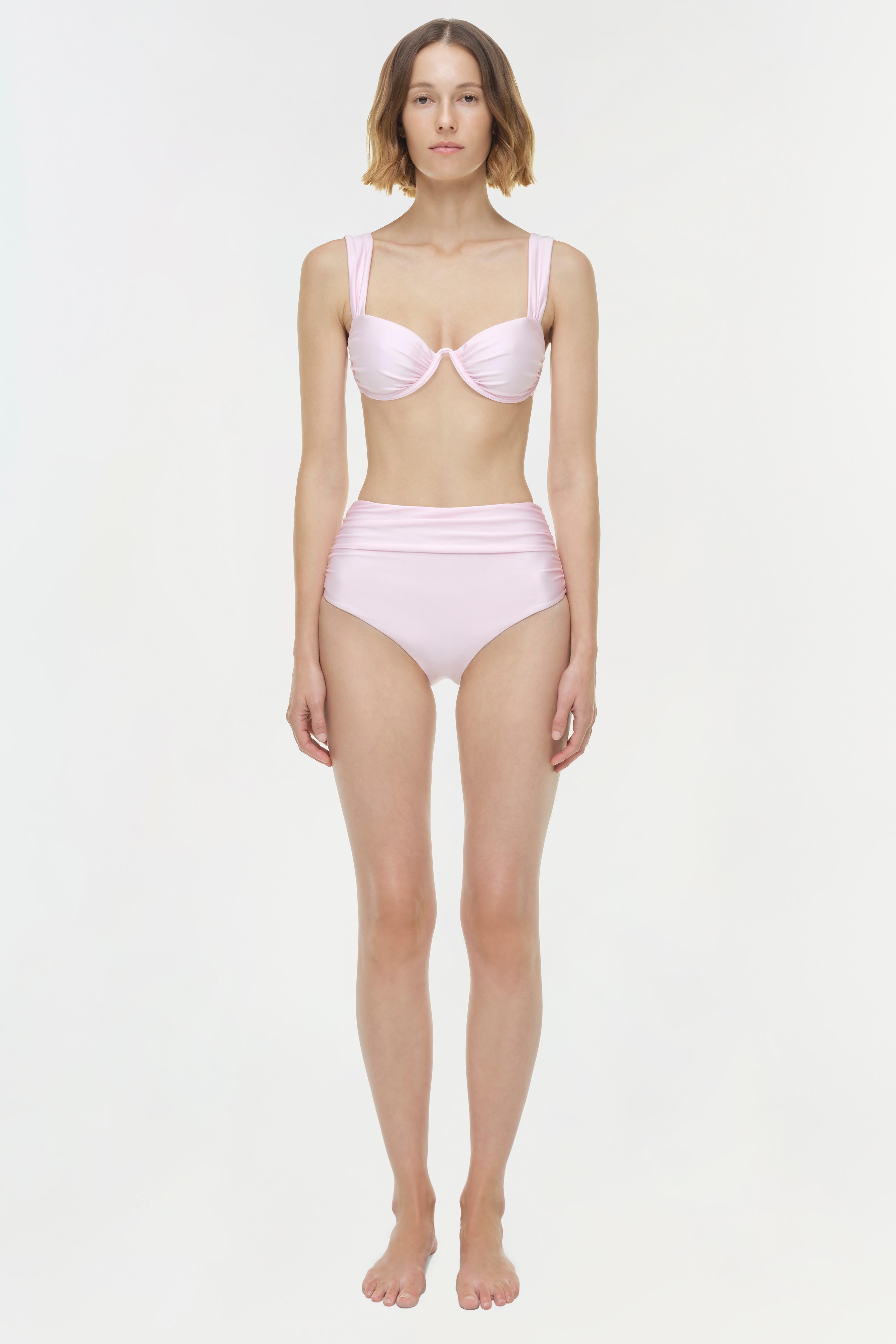 Teya High Waisted Ruched Bikini Bottom