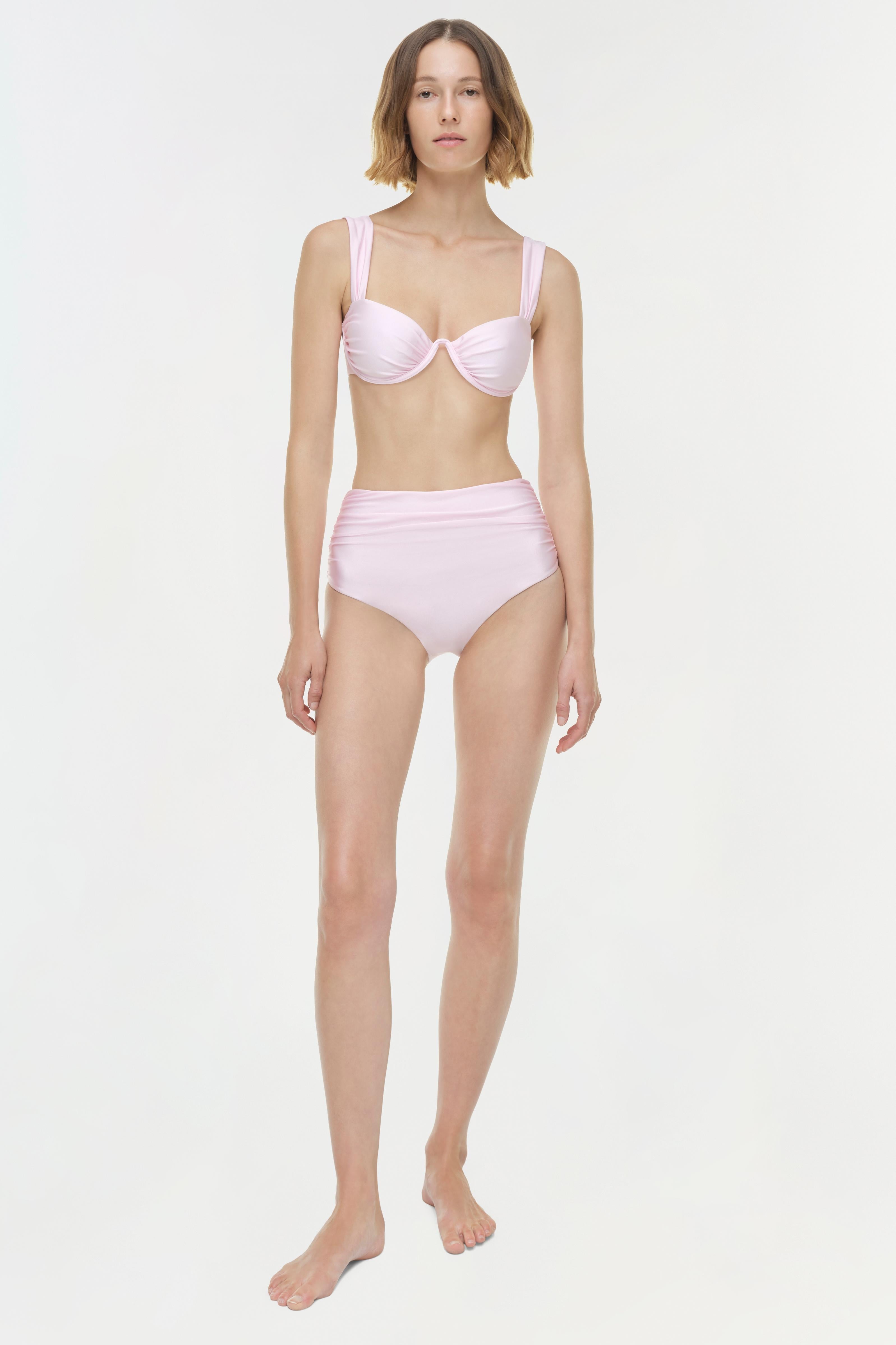 Teya High Waisted Ruched Bikini Bottom