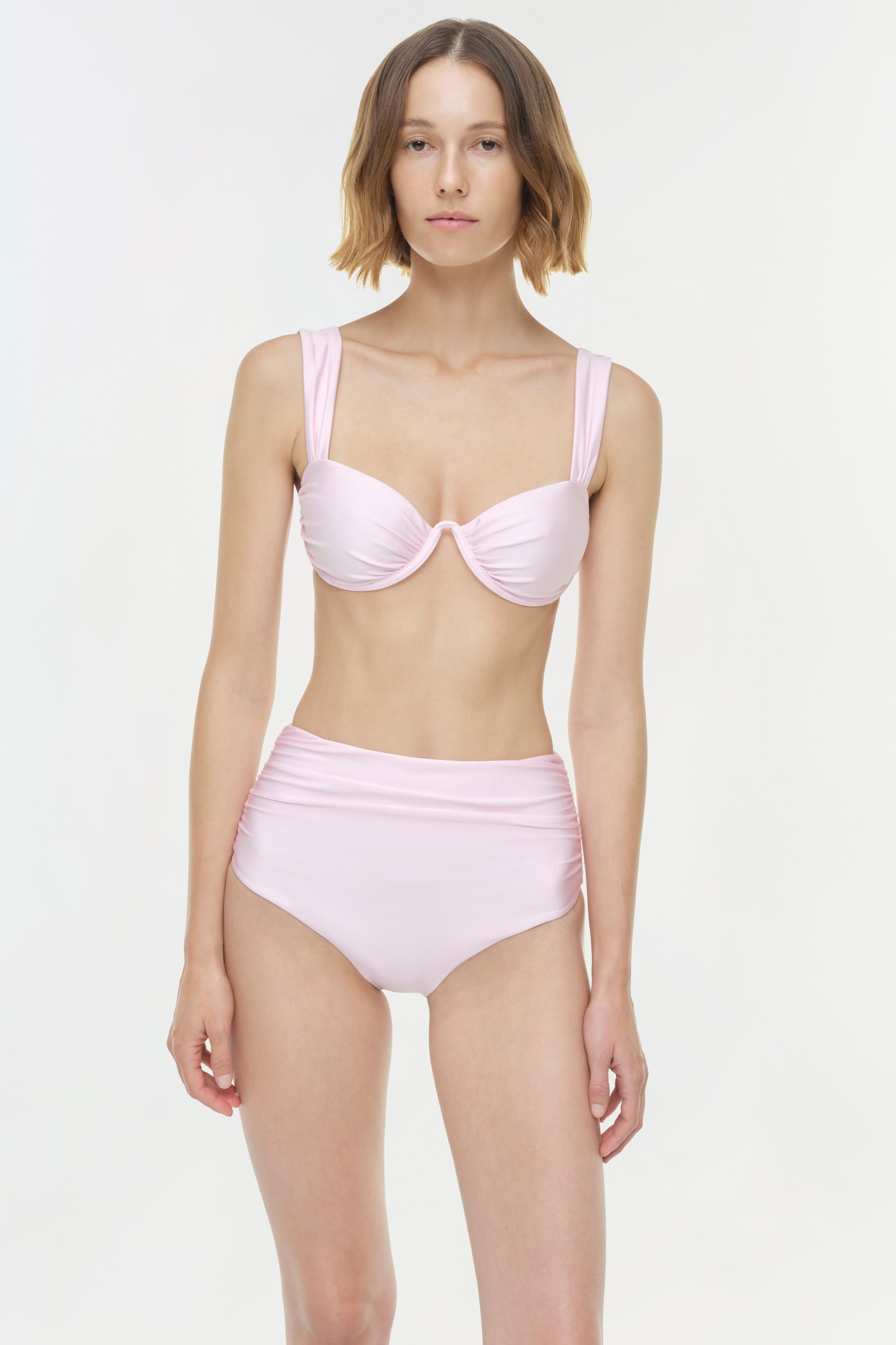 Teya High Waisted Ruched Bikini Bottom
