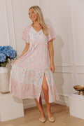 Garden Muse Floral Color Block Midi Dress