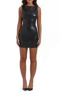 House Of Cb Leola Faux Leather Mini Dress - Black