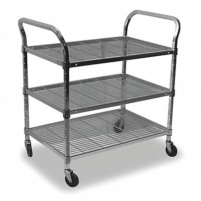 GRAINGER 2HDE2 Wire Cart 3 Shelf 36x24x39 Chrome