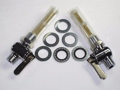 Fuel PETCOCK SET 1/4" BSP gas valve lever Triumph Norton BSA tap with locknut