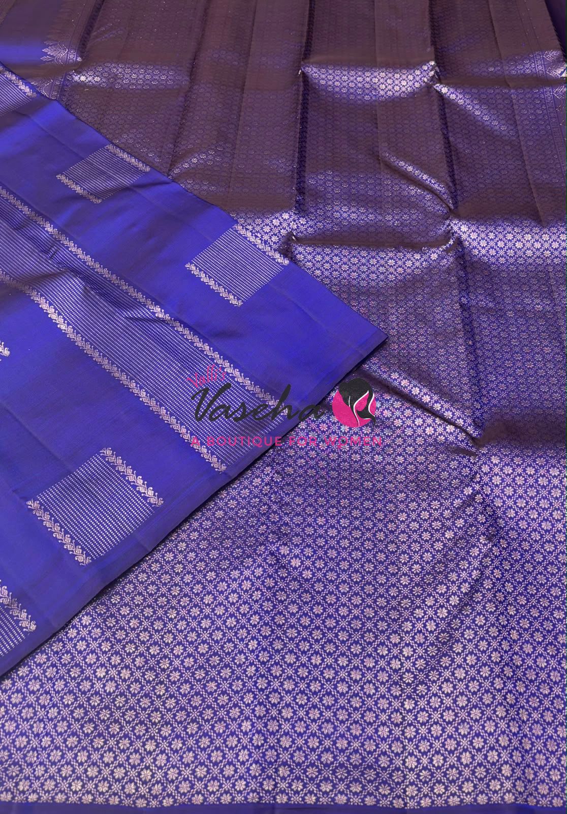 Pure Kanchipuram Silk Saree - Violetish Blue Shade - VVPS054