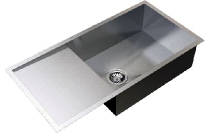 1 BOWL W/SMALL DRAINBOARD (DEPTH 8INCH) THK 0.8MM - CARYSIL - (MATT FINISH - QUADRO - 915x450 mm - 36inchX18inch)
