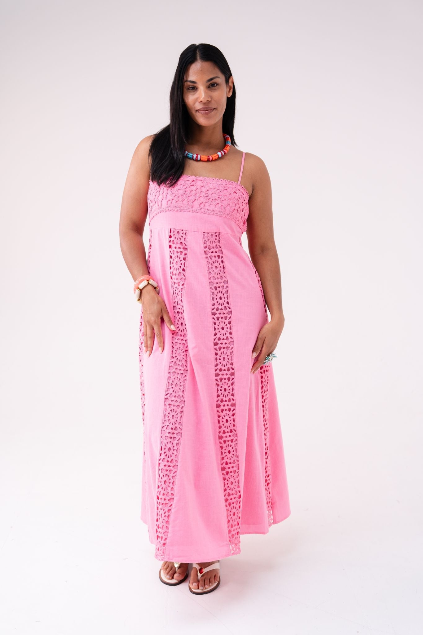 Love Laura Crochet Maxi Dress In Pink