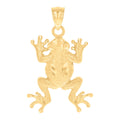 10kt Yellow Gold Diamond-Cut Textured Unisex Toad Frog Animal Charm Pendant