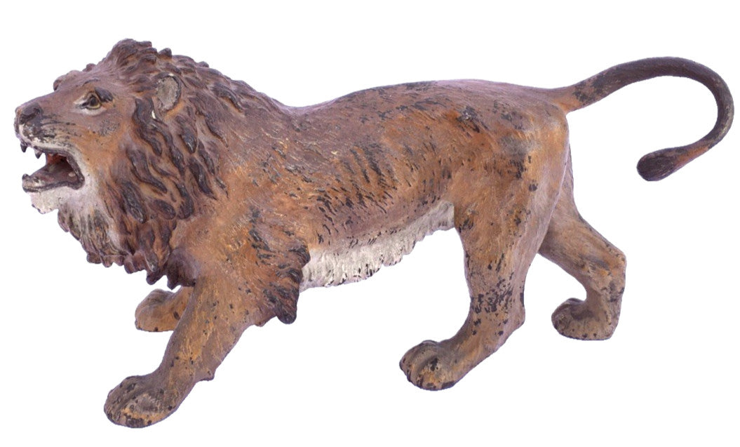 Stefan Buchinger c. 1900 Austria Cold Painted Vienna Bronze Lion signed
