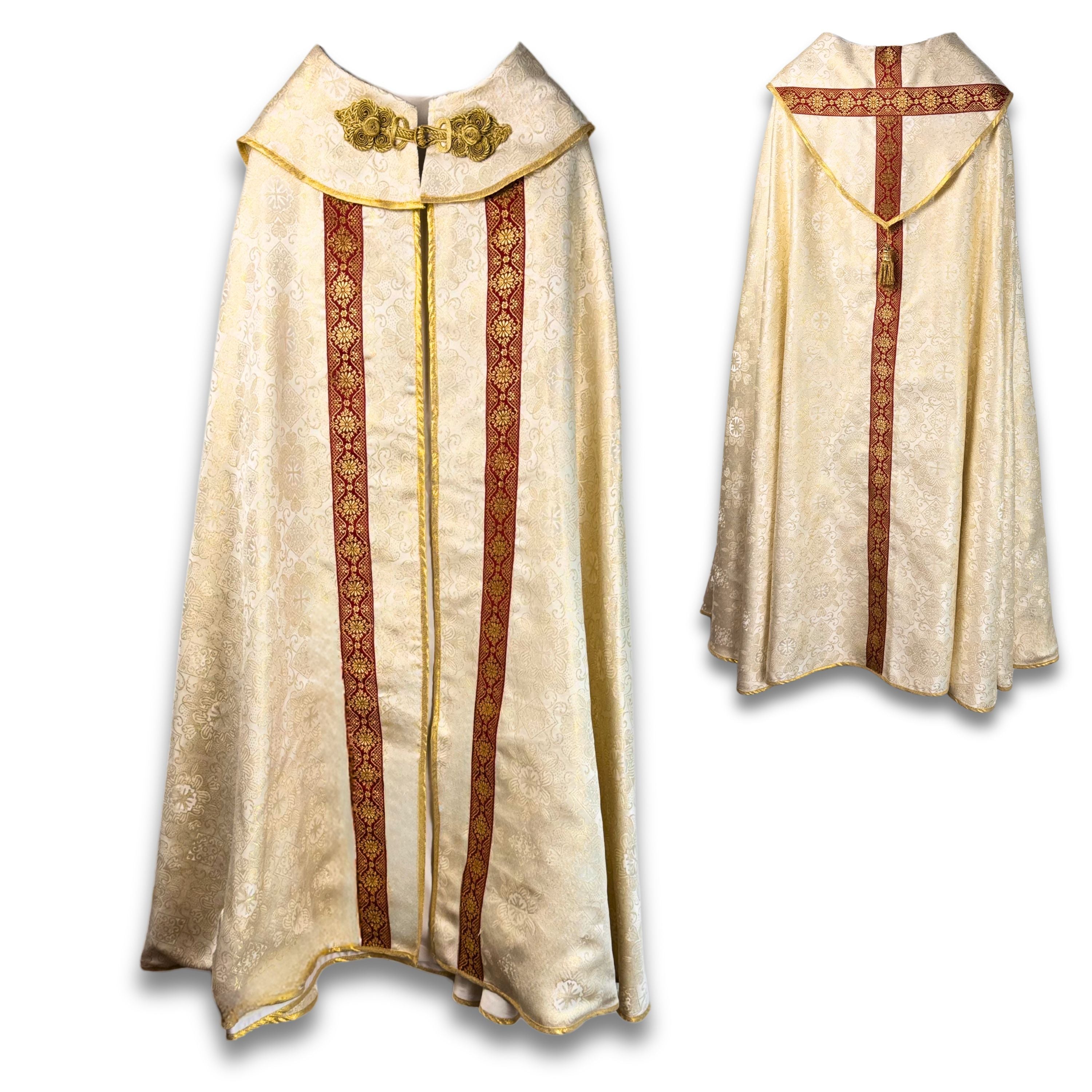 Capa Pluvial Sacerdotal Brocado Litúrgico Dorada