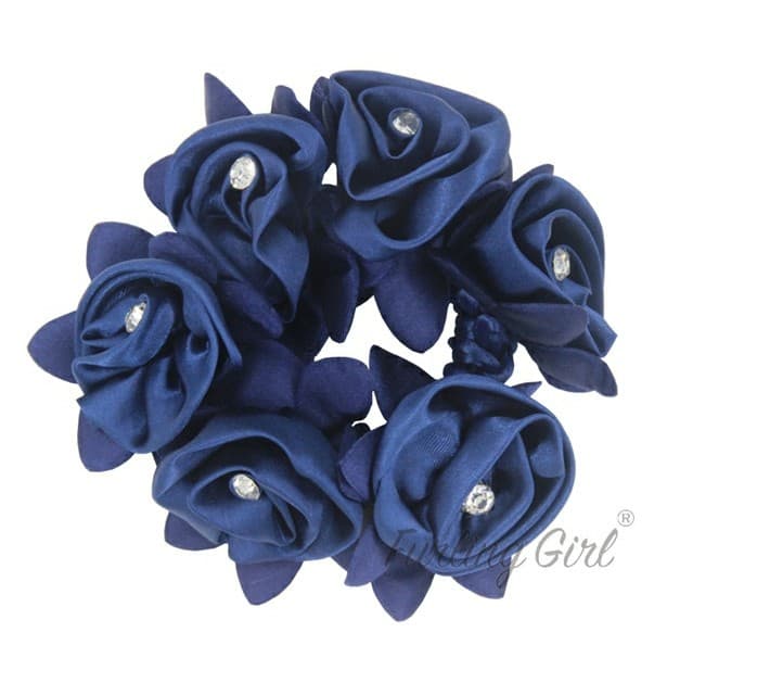 Hair Scrunchie with Swarovski Crystals in Navy,Black or White