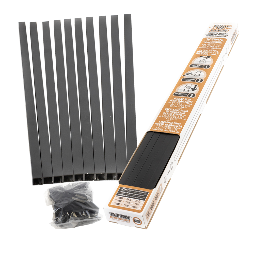 TITAN BUILDING PRODUCTS 3/4-in x 32-in Powder Coated Black Aluminum Square Deck Baluster (10-Pack)