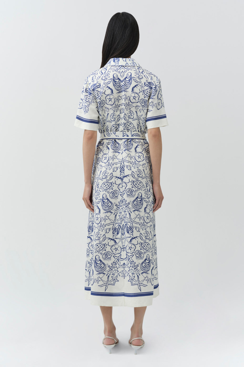 Audria Belted Linen Midi Dress