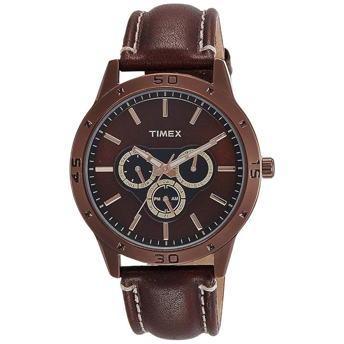 Timex Fashion Men's Digital Brown Dial Round Case Multifunction Function Watch -TW000U914