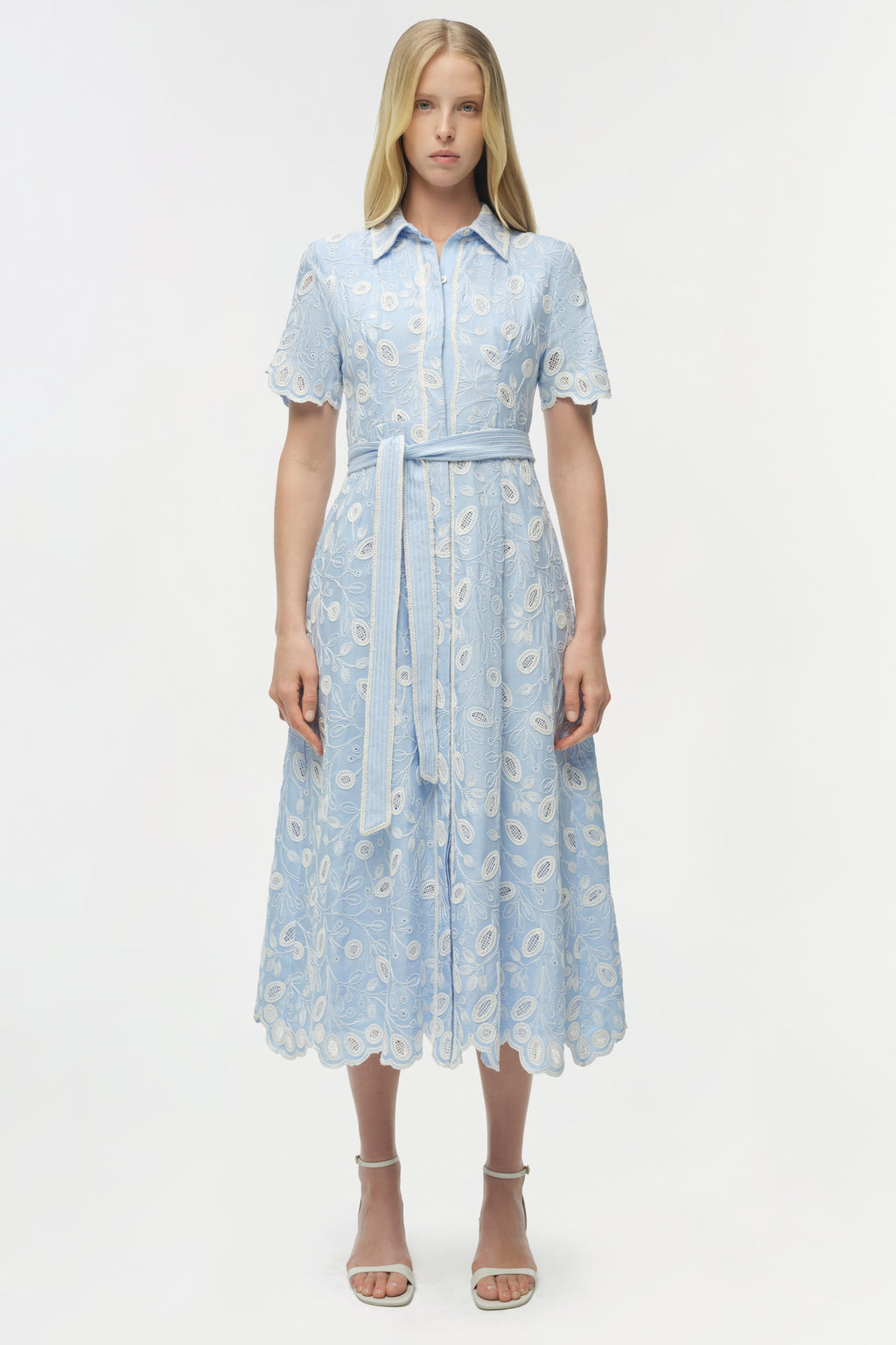 Audria Belted Linen Midi Dress