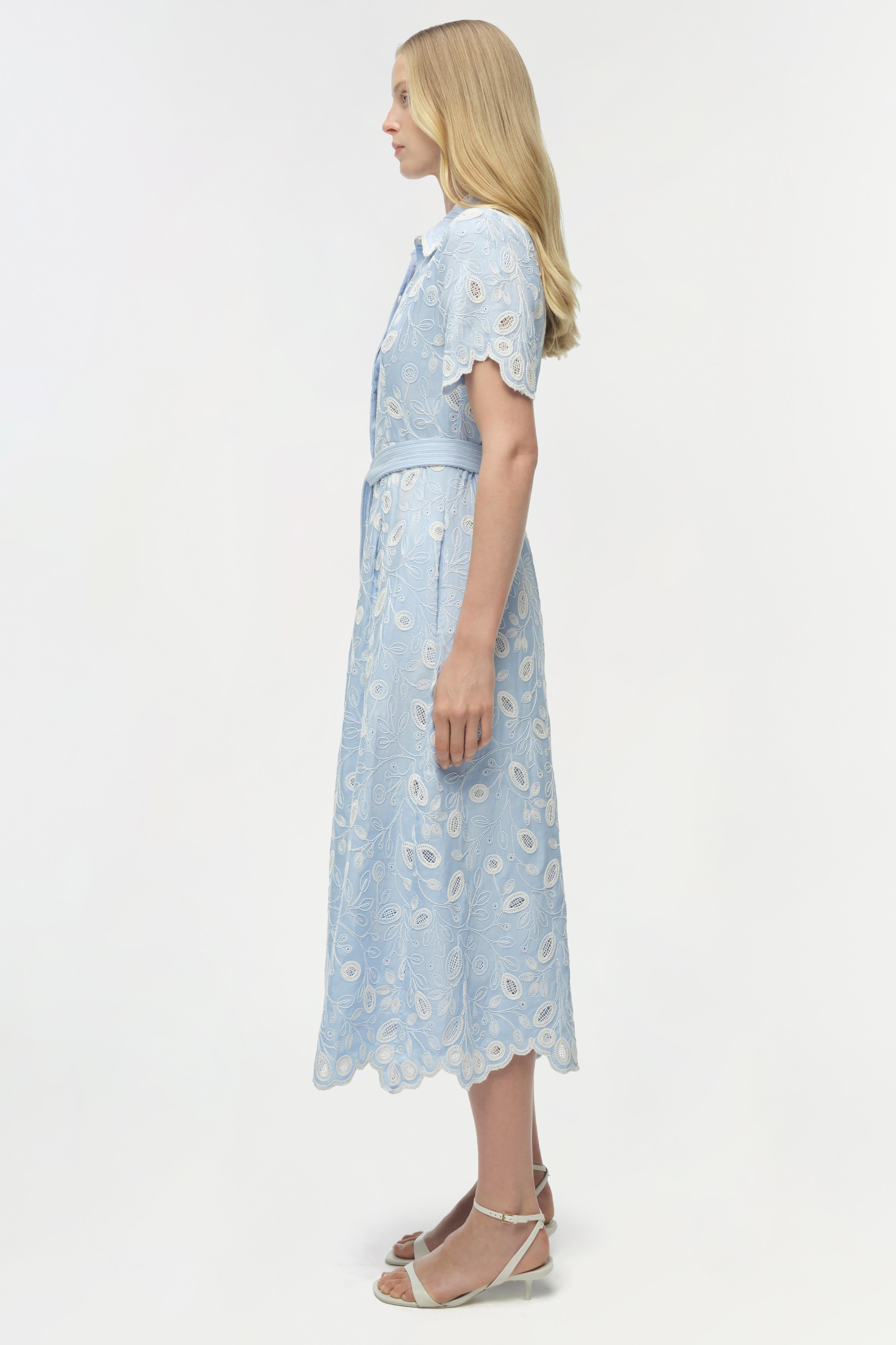 Audria Belted Linen Midi Dress