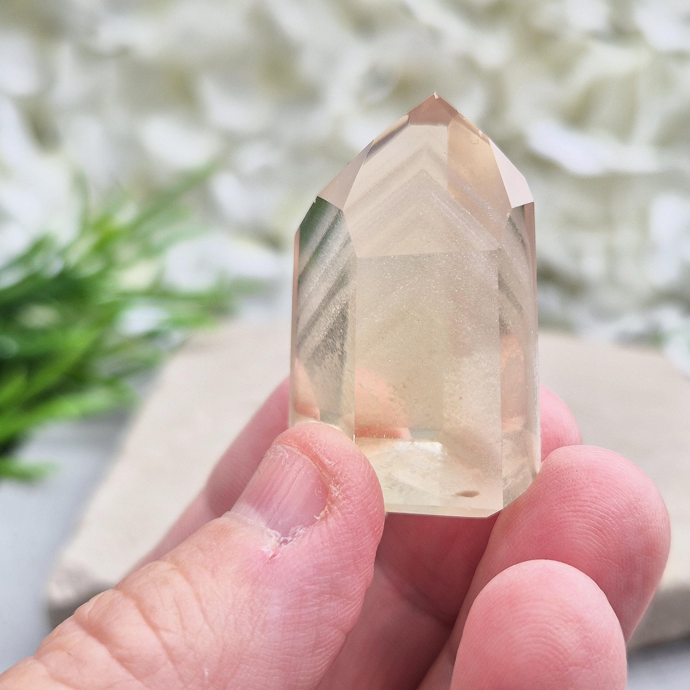 Natural pale honey Citrine point from Brazil with phantom inclusions. A unique crystal for manifestation, clarity, energy work, and spiritual growth.