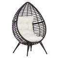 Outsunny Rattan Wicker Egg Chair Lounge Chair with Cushion Outdoor Indoor Adjustable Brown 352lbs Capacity