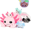 Tezituor Giant Axolotl Stuffed Animal with 4 Babies,31.5" Luminous Axolotl Plush Pillow Toy Realistic Soft Axolotl Plushies Birthday Gifts for Boys Girls