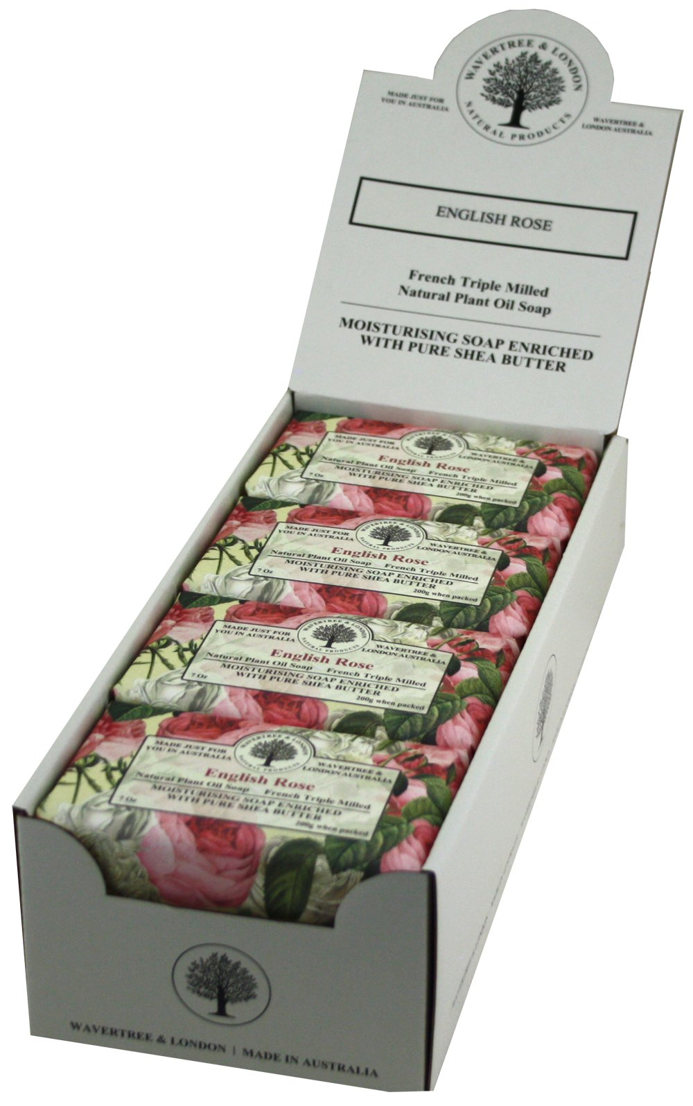 Wavertree & London English Rose Scented Natural Soap (8 Bars), 7Oz Moisturizing French Triple Milled Soap Bars Enriched With She