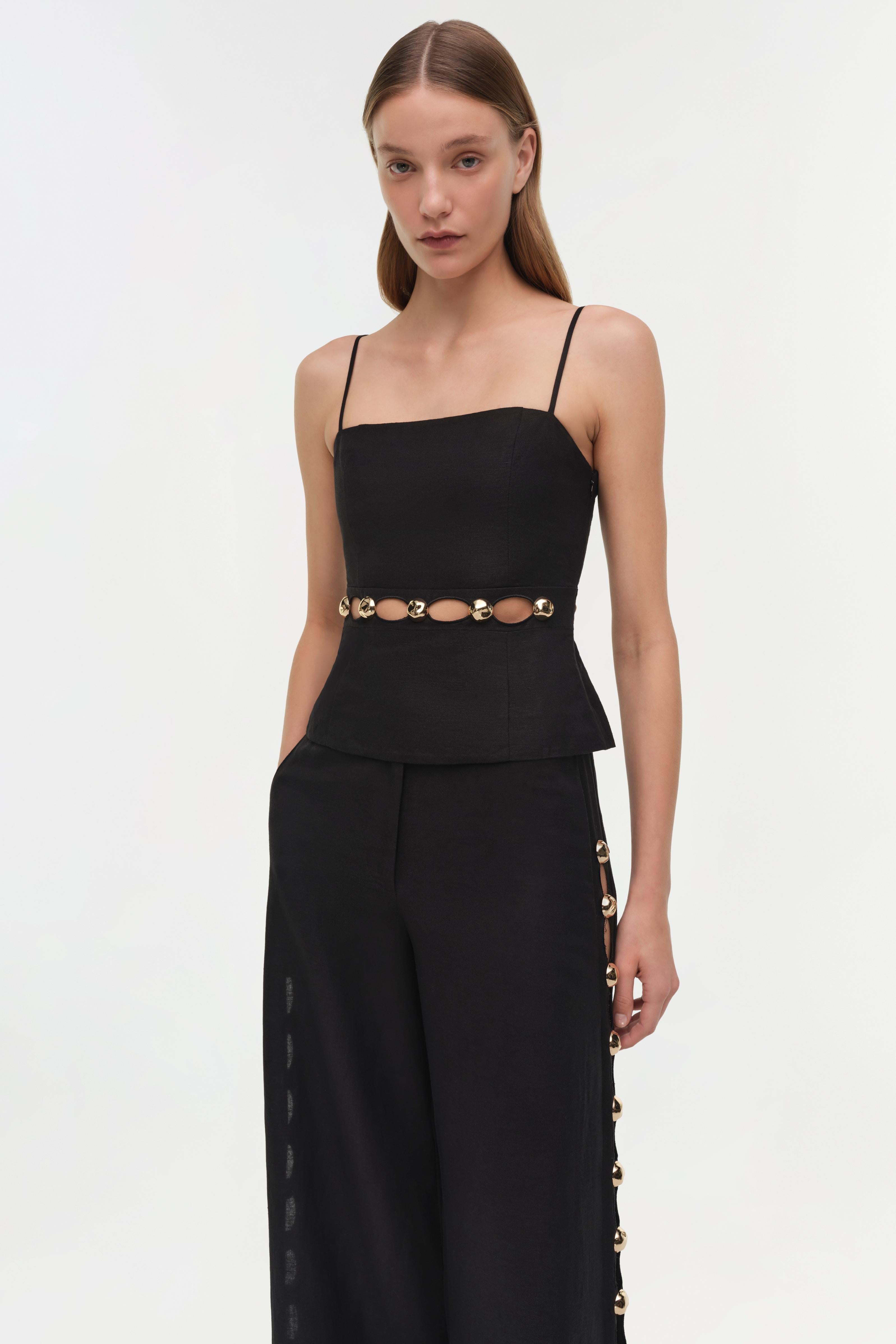 Cruz Studded Linen Cami