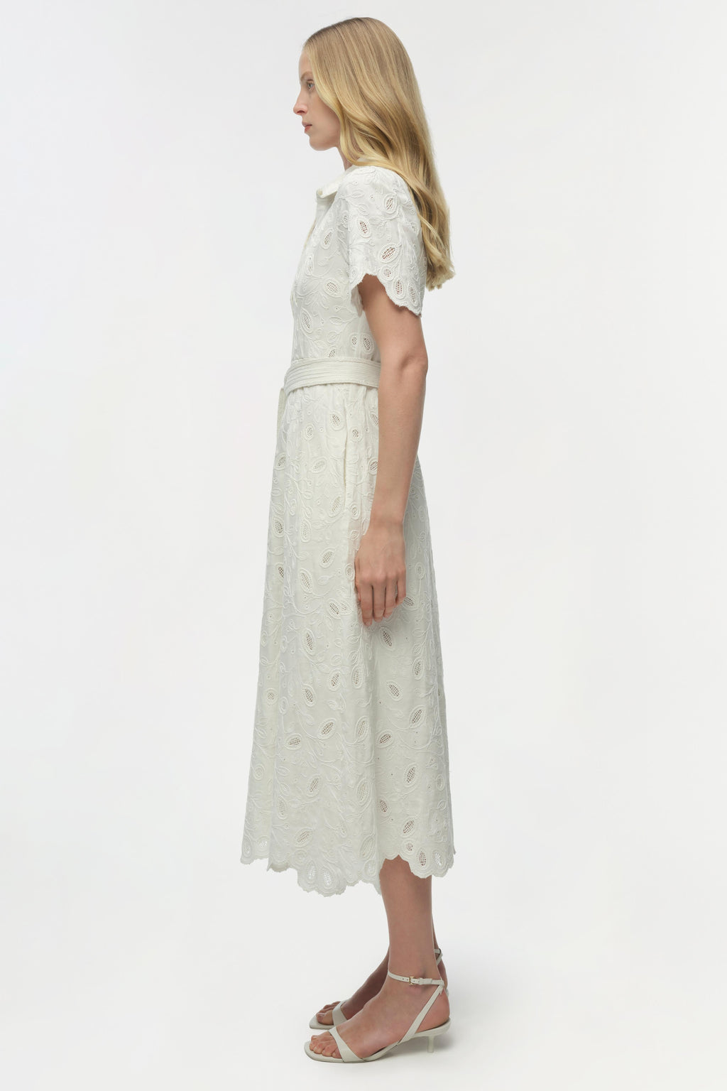 Audria Belted Linen Midi Dress