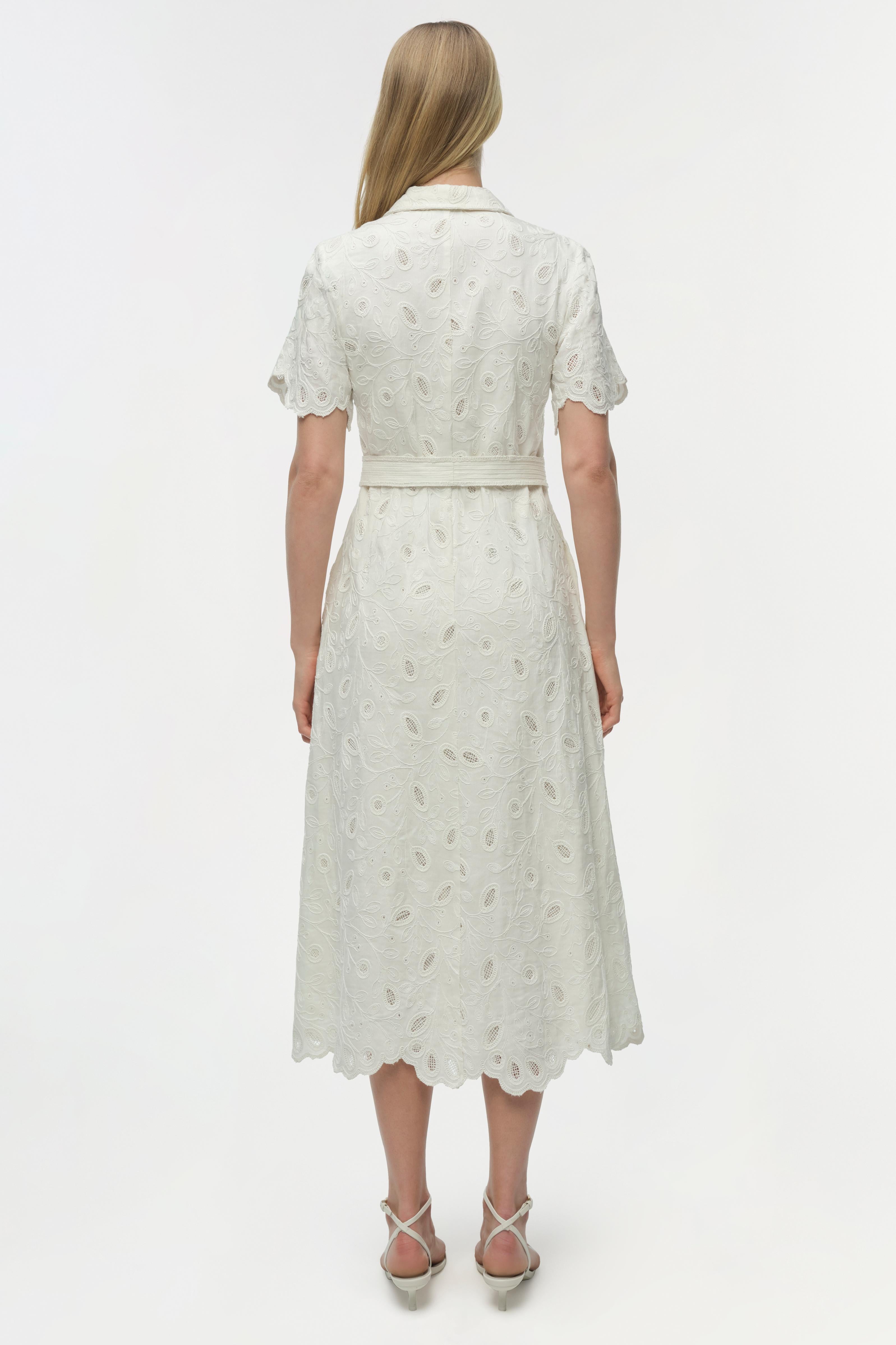 Audria Belted Linen Midi Dress