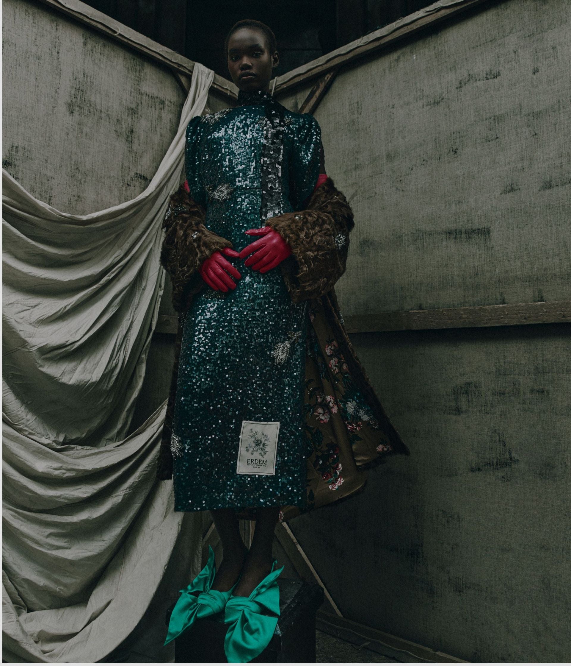 Embroidered Sequins Midi Dress