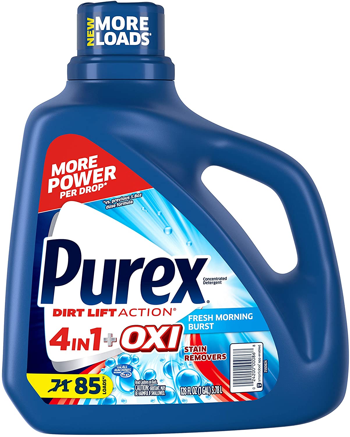 Purex Plus Oxi Fresh Detergent, Plus Oxi Stain Removers, Morning Burst, 128 Fl Oz
