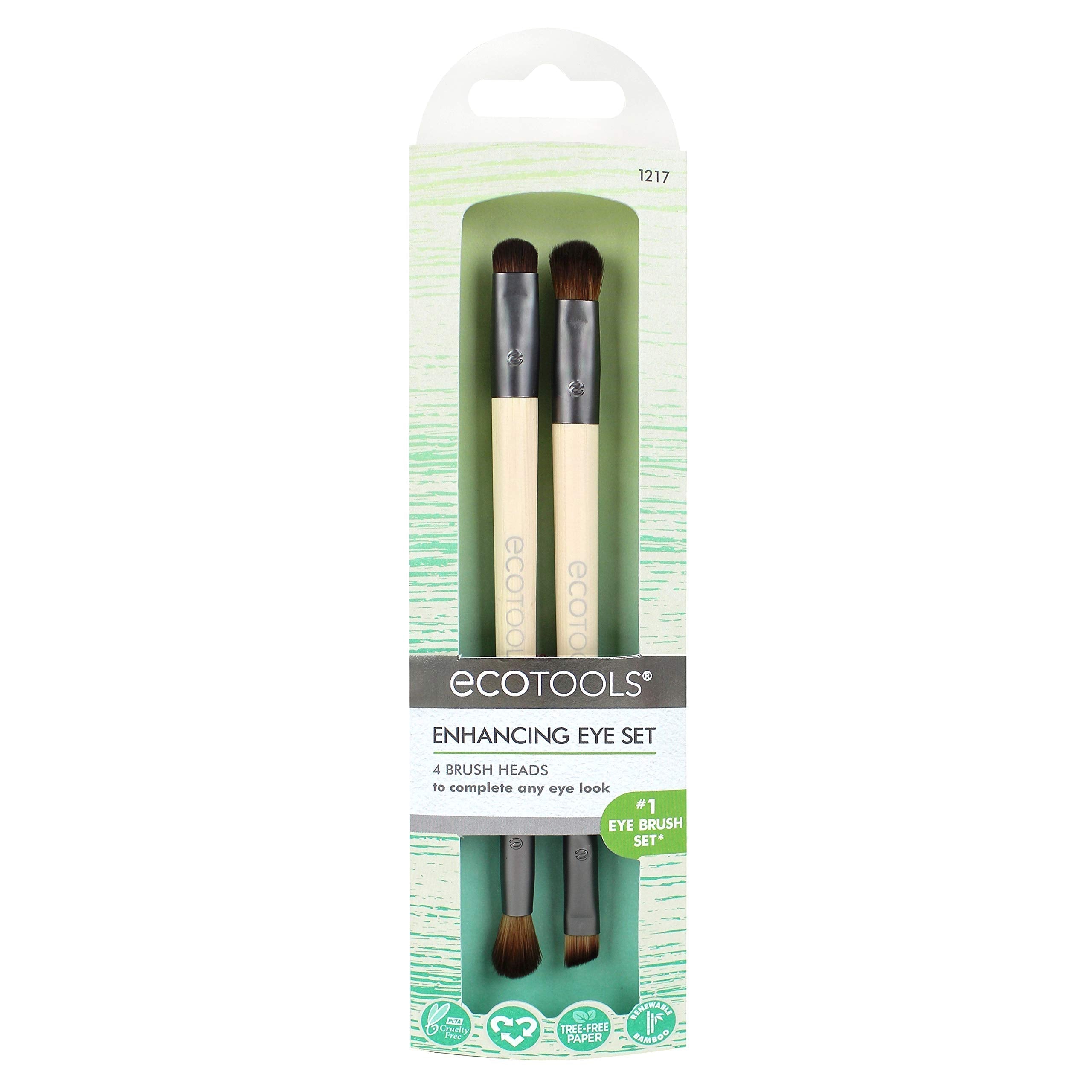 EcoTools Duo Eyeshadow Makeup Brush Set, Define Blend & Smudge, Set of 4 Brush Heads EcoTools