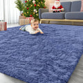 OLANLY Large Area Rug - Soft Fluffy Shaggy Carpet for Living Room & Bedroom | 8x10 Denim Blue