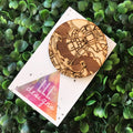 Centre of Canberra Etched Timber Brooch. ACT Australia