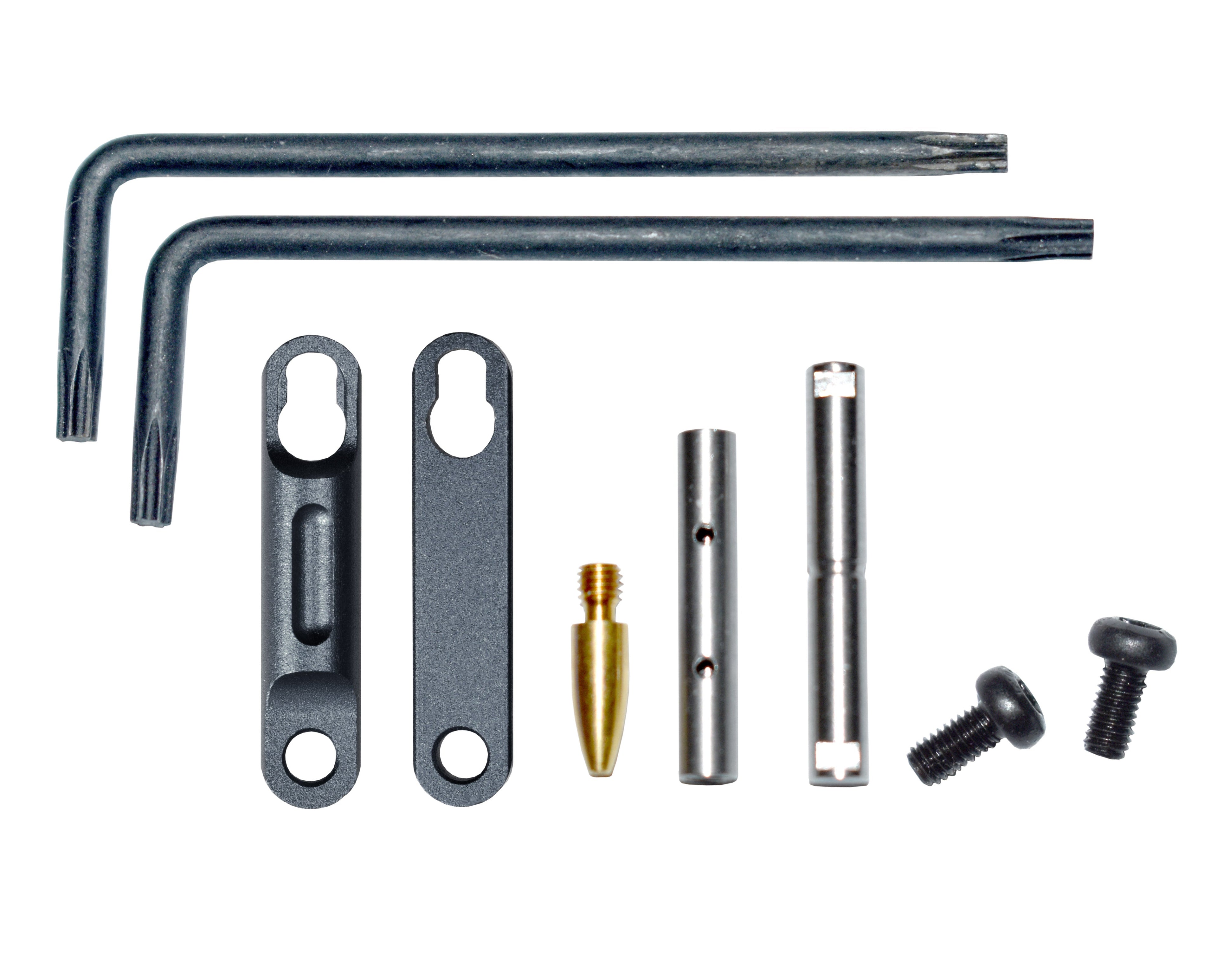 Precision Non Rotating Trigger and Hammer Pin and Plate Kit for M&P S&W 15-22 AR's, with Anti Walk Pin and Black Retainer Plates
